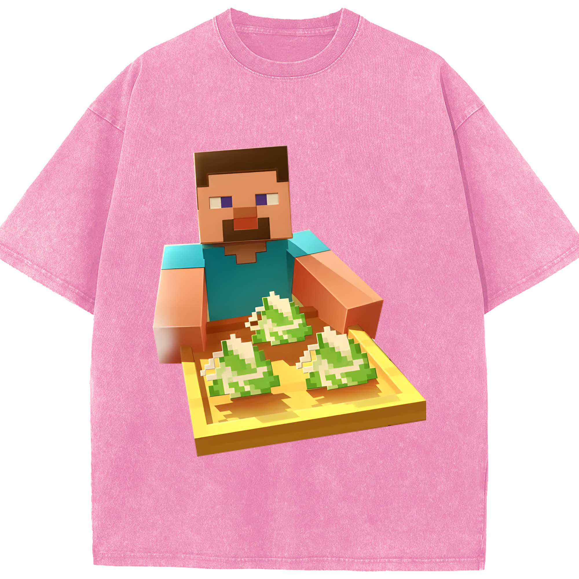 （画像用） マインクラフト ブロックの世界 Minecraft MC Block world 綿100% ヴィンテージ風 半袖Tシャツ（フロントプリント）